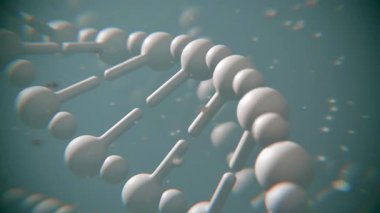 Animasyonsuz döngü parçacıklarından DNA molekülü. Beyaz görünüş, şeffaf. Eğitim, bilim veya kozmetik endüstrisinde kullanılabilir. Siyah arka plan ve Yeşil Ekran 'da. 3B Hazırlama.