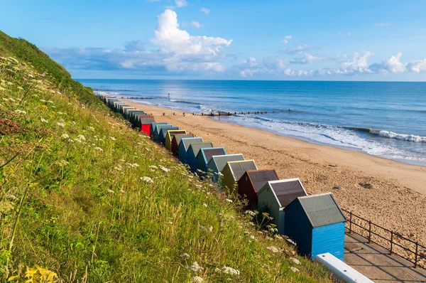 Coloridas Cabañas Playa Playa Mundesley Norfolk Del Norte Reino Unido — Foto de Stock