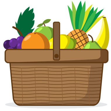 Taze meyve dolu sağlıklı bir sepet.