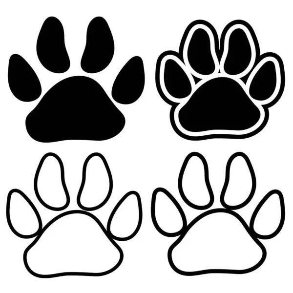 Köpek pençesi izi vektör çizimi. Siluet, siyah ve beyaz, beyaz ve siyah ve şeffaf arkaplan