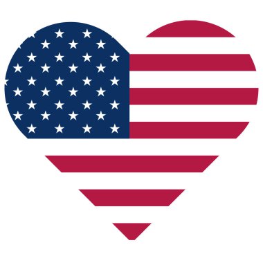 Kalp şeklinde Amerikan bayrağı beyaz ya da şeffaf bir arkaplanda izole edilmiş, ABD Bayrağı