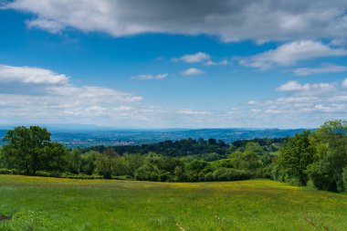 Clee Hill, Shropshire, İngiltere 'deki İngiliz Kırsal Bölgesi Manzarası Galler' e bakıyor