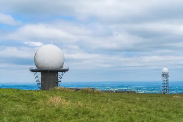 stock image National Air Traffic and Weather radars on the summit of Titterstone Clee hill in Shropshire, UK