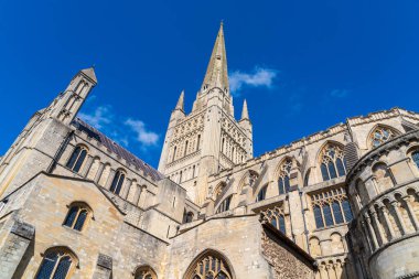 Peyzaj yönetiminde Norwich Katedrali 'nin yoldan görünüşü