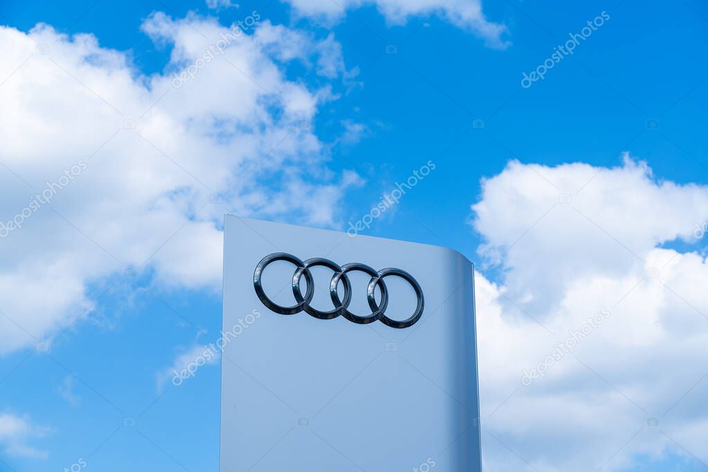 Wolverhampton, UK - May 9th 2025: Audi external signage at a car dealership