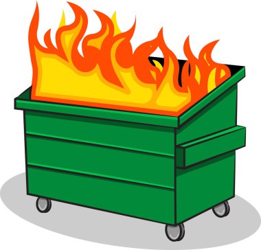 Bir çöp konteynırının çizgi film biçimi vektörü Yanlış yönetilen bir durumun temsilcisi