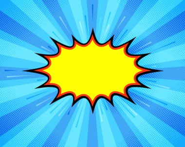 Patlama ve yarım ton efektli Retro mizah tarzı arkaplan, metin, popart çizgi film tarzı arkaplan