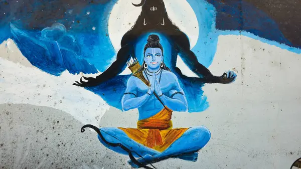 Kathmandu 'daki tapınaktaki Hindu tanrısı heykeli. nepal