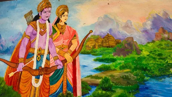 Hint tanrısı heykeli ve resim.