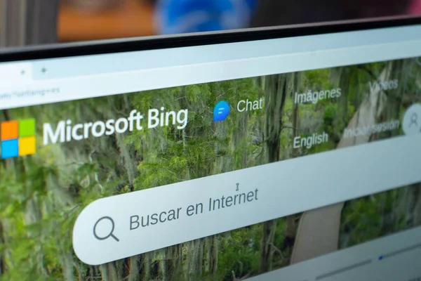 Home Page Ferramenta Pesquisa Microsoft Bing Uma Tela Desktop — Fotografia de Stock