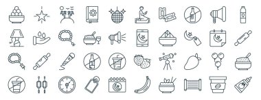 Yıldız, lamba, tasbih, içecek yok, takvim, süt şişesi, rapor için dua simgeleri, sunum, diyagram, web tasarımı, mobil uygulama gibi 40 ana hatlı web ramazanı ve bayram simgelerinden oluşan bir set