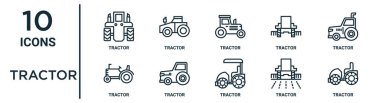 tractor outline icon set such as thin line tractor, tractor, icons for report, presentation, diagram, web design clipart