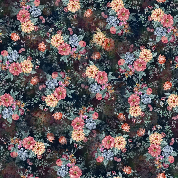 Acuarela Patrón Sin Costura Floral Flores Primavera Colores Sobre Fondo —  Fotos de Stock