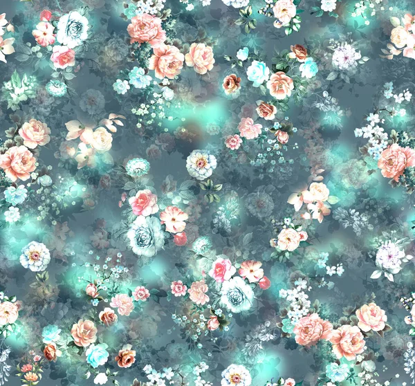 Sömlös Digital Blomma Tryck För Kvinnor Kläder Blommor Tapeter Mönster — Stockfoto