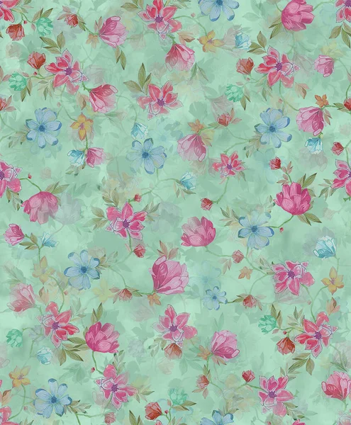 シームレスデジタル花のプリント用女性の服 花の壁紙パターンキルトデジタルプリント マキシ スカート ガウンテキスタイルデザイン — ストック写真
