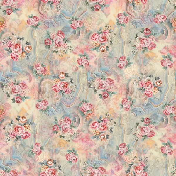 无缝化数码花卉印花女装 花卉壁纸图案基尔数码印花 长袍纺织品设计 — 图库照片