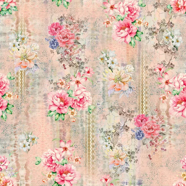 Seamless Digital Floral Flower Print Women Clothing Flower Wallpaper Patterns — Stock Photo, Image