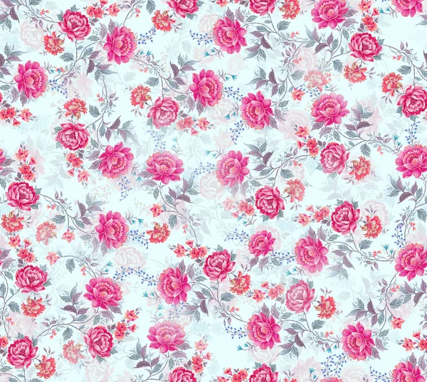 Seamless Flower Pattern Kilt Front Back Digital Print Maxi Skirt — Stock Photo, Image