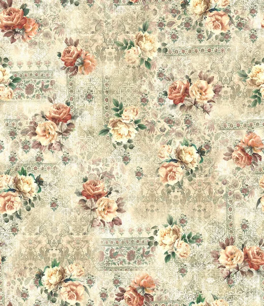 Varrat Nélküli Textúra Virágokkal Virágmintás — Stock Fotó