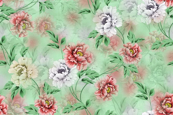 シームレスなヴィンテージパターン 水彩画の花柄は — ストック写真