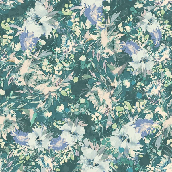 Seamless Pattern Watercolor Flowers Vector — Stock Photo, Image
