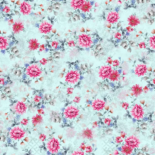 花飾り付きのシームレス抽象的なパターン — ストック写真