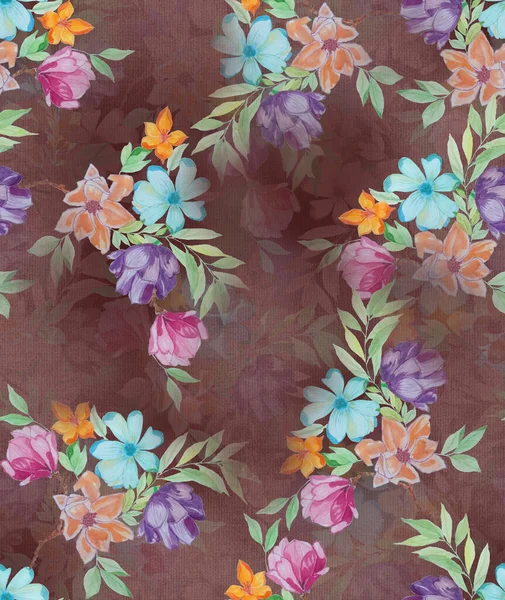 Seamless Pattern Watercolor Flowers Gentle Floral Background — Stock Photo, Image