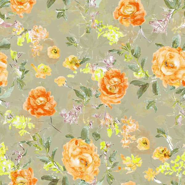 Watercolor Seamless Background Roses Peonies Peonies Peony Flowers Hand Drawn — Stock Photo, Image