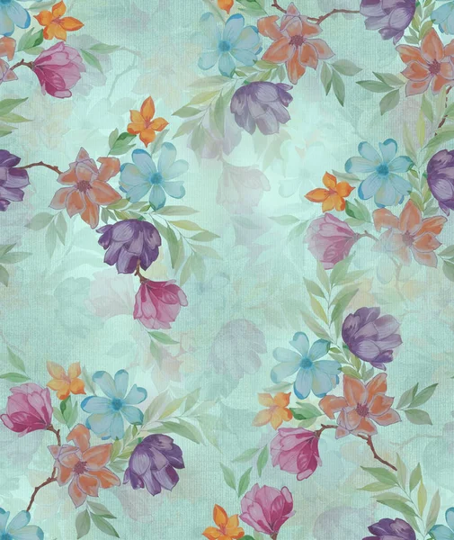 Watercolor Floral Background Hand Drawing — Stock Photo, Image
