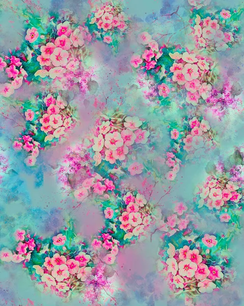 Seamless Floral Flower Abstract Geometrical Digital Print Textile Womens Clothing — Stock Photo, Image