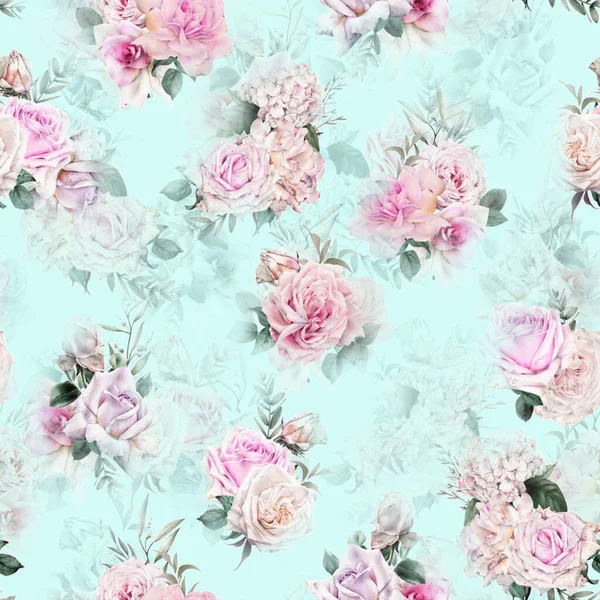 Zökkenőmentes Virágos Virág Elvont Geometrikus Digitális Nyomtatás Textilipari Női Ruházat — Stock Fotó