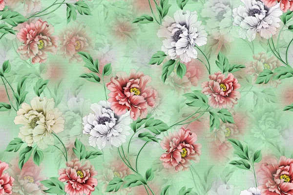 シームレスなヴィンテージパターン 水彩画の花柄は ストックフォト