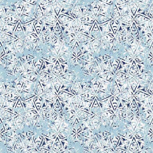 Seamless Abstract Pattern White Blue Flowers — Stock Photo, Image