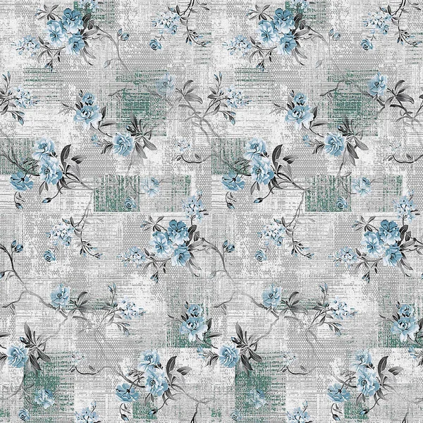 Flor Blanca Azul Sin Costuras Motivo Floral — Foto de Stock