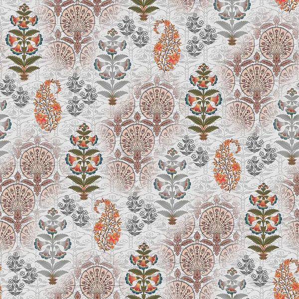 Abstrakt Mughal Motiv Seamless Mönster Bakgrund Textur Design — Stockfoto