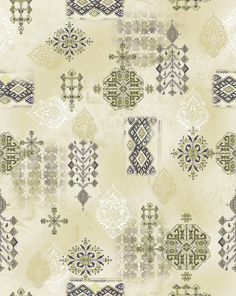 Textilní Tkaniny Tisk Bezešvé Květinové Vzory Geometrické Prádlo Vázání Barviva — Stock fotografie