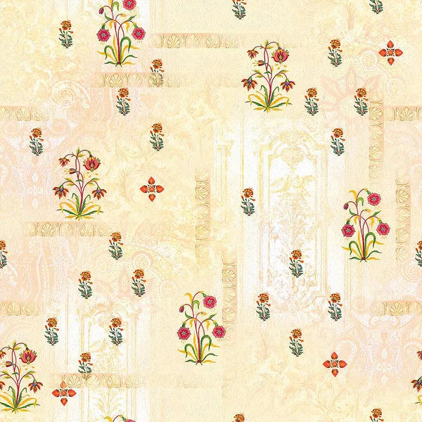 Seamless Pattern Floral Motif Watercolor — Stock Photo, Image