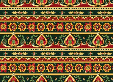 Kusursuz çiçek deseni. Geleneksel Thai tarzı. vektör