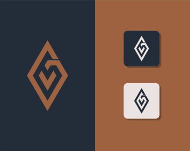 G V harfi logo tasarımı. yaratıcı minimal monokrom sembolü. Evrensel zarif vektör amblemi. Birinci sınıf iş logosu. Şirket kimliği için grafiksel alfabe sembolü