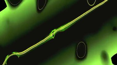Hareket halindeki yeşil yağ kabarcıkları neon akışkanlığının ve kırılma parıltısının hipnotik dansı..