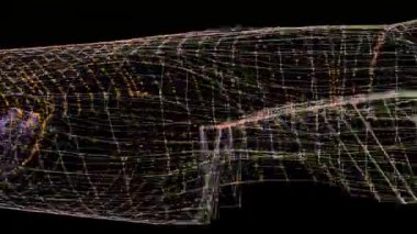 Abstract wormhole tunnel of colorful particles and light lines, pulsating in vibrant motion. Futuristic sci-fi background for VJ loops, events, and digital art.