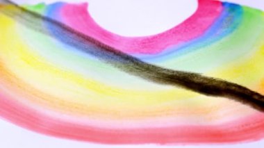 NO LGBT - Anty LBGT Crossed Rainbow. Stop homophobia. Watercolor drawing of a rainbow and a black cross over the symbol.