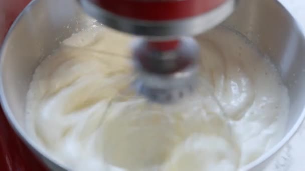 Whipping Eggs Sugar Bowl Mixer Home Cooking Selective Focus — Video