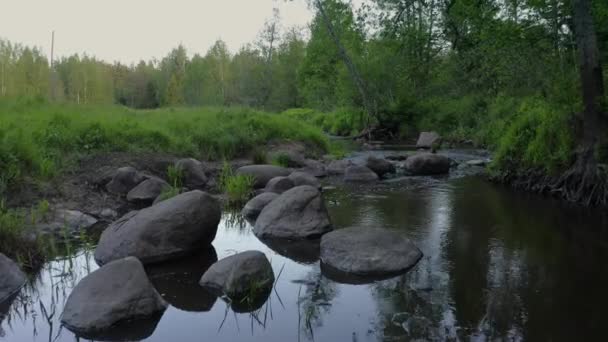在欧洲一条天然岩石鲑鱼河上的低空飞行 环境概念 高质量的4K镜头 — 图库视频影像