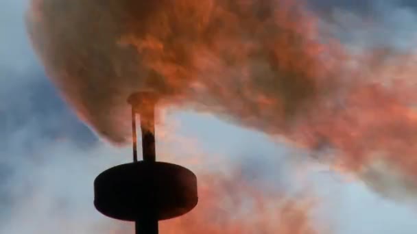 Pálení Nebezpečných Plynů Ropném Poli Průmyslové Spalování Přidruženého Plynu Amazonském — Stock video