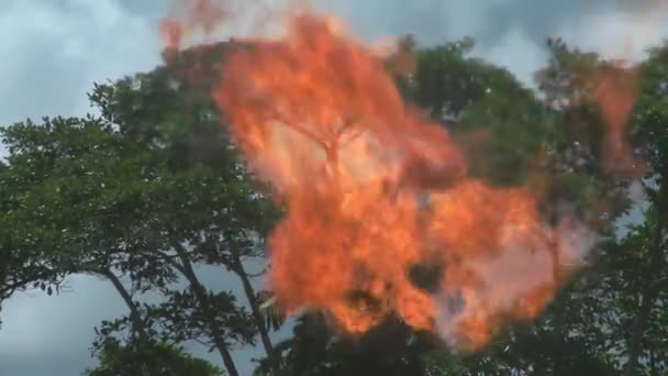 Збільшення Небезпечних Газів Нафтовому Родовищі Промислове Спалювання Пов Язаного Газу — стокове відео
