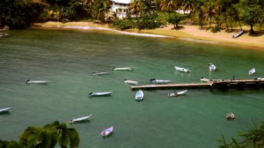 Trinidad ve Tobago Körfezi 'nde balıkçı tekneleri, Karayip Denizi. Yüksek kaliteli FullHD görüntüler