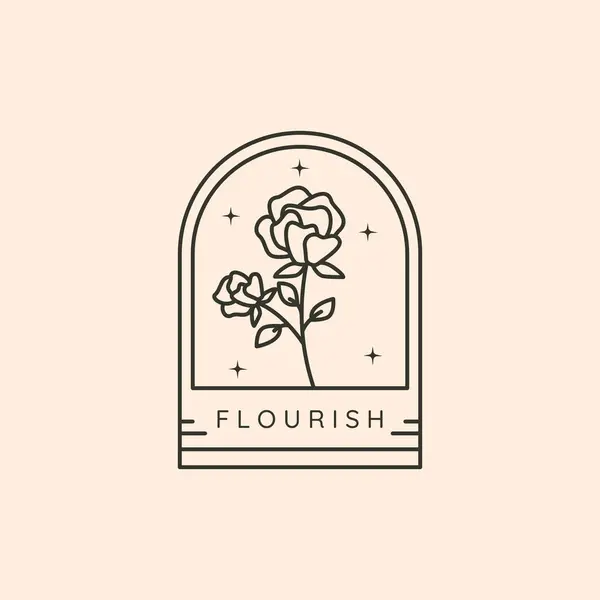 Gül çiçeği botanik çizgisi sanat logosu vektör sembolü çizim tasarımı