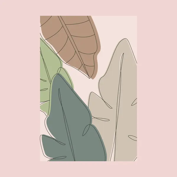 Egzotik tropikal yaprak sürekli çizgi sanat vektörü çizim tasarımı