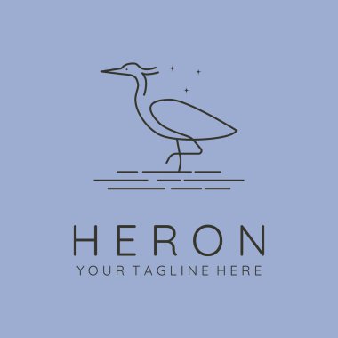 Minimalist balıkçıl çizgi sanat logosu vektör sembolü çizimi tasarımı